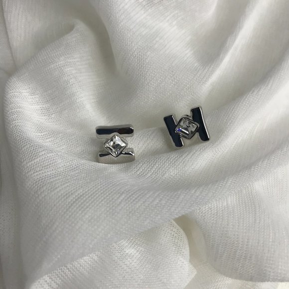 Pierced Earrings | Silver Tone w/ Crystal - Picture 5 of 9